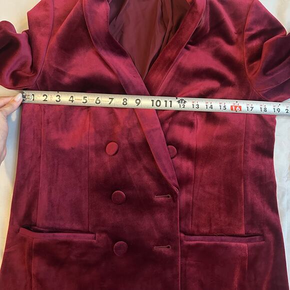 Express Dark Red, Velvet, Double Breasted, Lined, Blazer- M - Picture 7 of 8